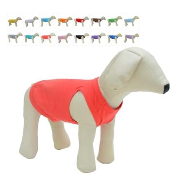 Imagem de Lovelonglong 2019 Trajes de roupa para animais de estimação, roupas para cães filhotes camisetas em branco para cães grandes médios pequenos, 100% algodão clássico roupas para animais de estimação filhotes colete para cães 18 coresLovelonglong XL (-15lbs)