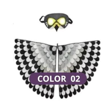 Imagem de Fantasia De Asas De Pássaro Para Crianças De 3 A 8 Anos De Idade, Máscara De Feltro E Conjunto De Asas, Coruja, Pavão, Para Meninos E Meninas, Carnaval, Halloween (COLOR02)