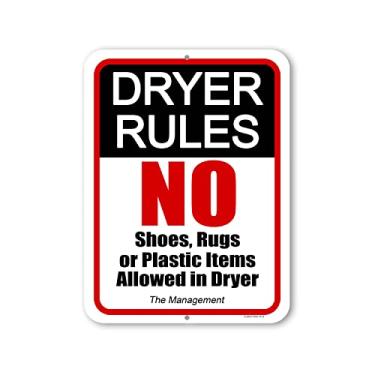 Imagem de Honey Dew Gifts, Regras de secadora, 23 cm por 30 cm, poste de placa de metal, decoração de parede, decoração de lavanderia, placas de lavanderia, decoração de parede suspensa, placas para empresas,