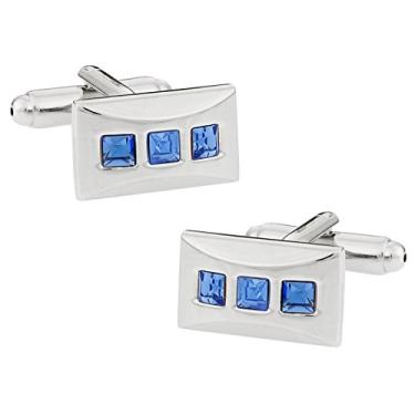 Imagem de Abotoaduras elegantes Cuff-Daddy com cristais azuis com caixa de apresentação