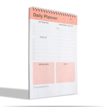 Imagem de Caderno planejador diário, bloco de notas para fazer lista, caderno espiral, sem data - 52 folhas - 16,5 cm x 24,9 cm lista de verificação, cadernos para trabalho, bloco de notas organizador pessoal,
