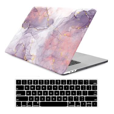 Imagem de Compatível com M2 MacBook Pro 13 polegadas 2024 2023 2022, 2021-2016 M1 A2338 A2251 A2289 A2159 A1989 A1706 A1708, capa protetora de plástico rígido para laptop + capa de teclado. Rosa, roxo