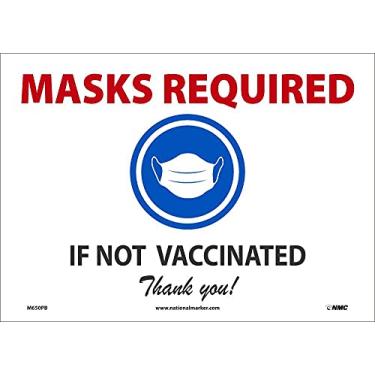 Imagem de NMC Placa adesiva de vinil "Máscaras necessárias se você não for vacinado" com personagens, 35,5 cm x 25,4 cm, M650PB