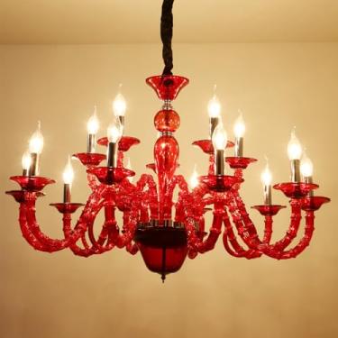 Imagem de Lâmpada Pendente Contemporânea Europeia Luxo Vela LED Sala de Estar Restaurante Quarto Villa Hotel Escadaria Candelabro (C 15 luzes)