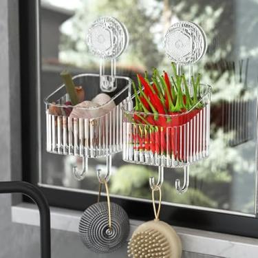 Imagem de Suporte Prateleira Rack Quadrado de Acrílico Shampoo Temperos com Ventosa Montado na Parede sem Perfuração - BRANCO TRANSPARENTE