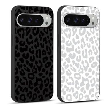 Imagem de RUMDEY Pacote com 2 capas fofas com estampa de guepardo para Google Pixel 9 Pro XL 5G 6,8 polegadas, capas luxuosas com design de estampa de leopardo de silicone macio TPU à prova de choque para