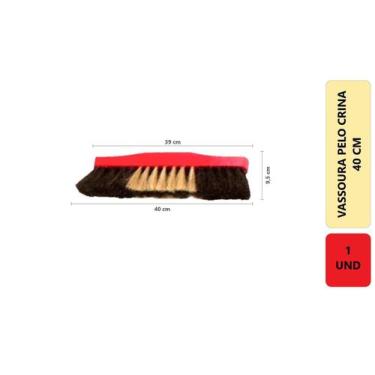 Imagem de 1 Unidade Vassoura De Pelo Natural Crina Macia 40Cm Para Limpeza De Pi