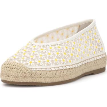 Imagem de Jessica Simpson Sapatilha feminina Lucciea Ballet, Malha floral branca, 39