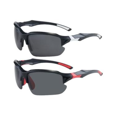 Imagem de Kit 2 Óculos De Sol Esportivo Masculino Polarizado Branco e Vermelho Com Anti-Reflexo e Proteção 400UV