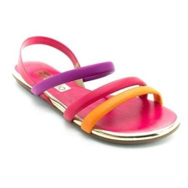 Imagem de Sandália Rasteira Feminina Beira Rio 8367.641 - Rosa / Fúcsia / Laranja / Dourado-Feminino