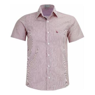 Imagem de Camisa Social Amil Masculina Manga Curta Listrada 1840, Vermelho, 3