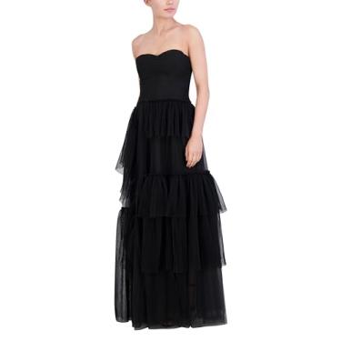 Imagem de BCBGMAXAZRIA Vestido longo de noite feminino com decote em coração, Preto, 17