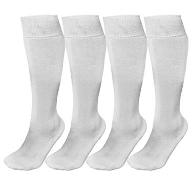 Imagem de PureTwine Meias femininas até o joelho com costura confortável de raiom macio de bambu, meias esportivas, 4 pares, Cinza claro, 8-11 Tall