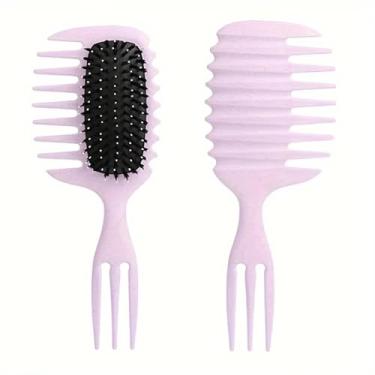 Imagem de Escova de cabelo definidora de cachos para cabelos longos, pente de massagem com cabo de resina, escova de cabelo cacheado para mulheres (roxo)