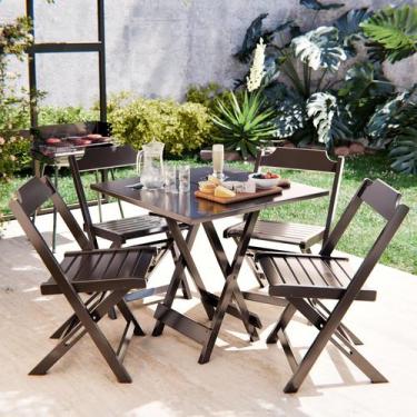 Imagem de Mesa De Jantar 70x70 Dobrável Bistrô Para Barzinho Com 4 Cadeiras - Mo