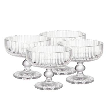 Imagem de Conjunto 4 Taças Para Sobremesa Vidro Versalhes Friso 320ml - Lehaví