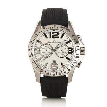 Imagem de Relógio Pulso Jean Vernier Cronógrafo Masculino JV62832, Prata+Preto