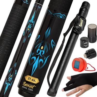 Imagem de IgnatGames Bastão de taco de sinuca de 2 peças - 18/19/20/595.3 g. 147.3 cm Canadian Maple Professional Billiard Pool Cues Sticks com estojo rígido, ferramenta 3 em 1 ponta de bastão, luva de 3 dedos