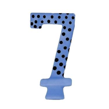 Imagem de Vela De Aniversário Poá Azul - N7