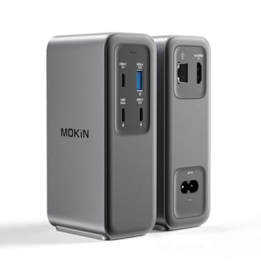 Imagem de Estação de ancoragem USB-C de 100 W GaN, HDMI 4K, transferências rápidas de dados de 10 Gbps, porta Gigabit Ethernet, base USB C para MacBook Pro, Dell, iPhone 16/15, iPad, laptop e mais