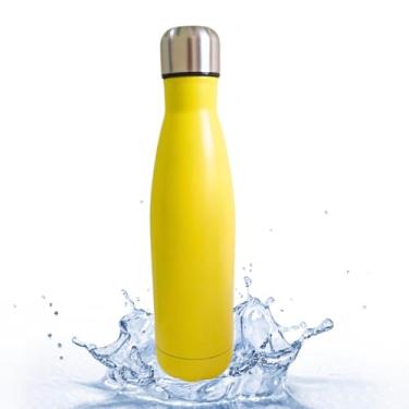Imagem de Garrafa Térmica Inox Parede Dupla 500ml Cores diversas Isolada a Vácuo Bebidas Quentes e Geladas (Amarelo)