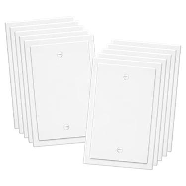 Imagem de Placa de parede decorativa de borda moderna de 1 gang, tomada única em branco para interruptores de luz, interruptor inteligente, GFCI, reguladores, receptáculo, tomada USB (pacote com 10, um branco)
