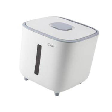 Imagem de IEUDNS Caixa de armazenamento de contêineres de arroz organização de cozinha à prova de vapor de alimentos para animais de estimação Bin de armazenamento, Branco 10 Kg