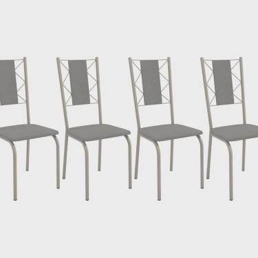 Imagem de Kit 4 Cadeiras para Sala de Jantar de Metal Lisboa