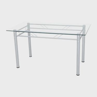 Imagem de Mesa de Jantar Com Tampo De Vidro Retangular 107cm Palma Branco Artefamol