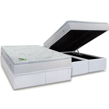 Imagem de Cama Box Baú Queen: Colchão Molas Ensacadas Luckspuma Maxi Dream + Base Crc Courano White (158x198)