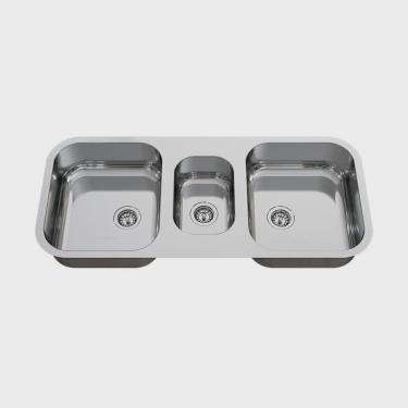 Imagem de Cuba Tripla para Cozinha Gourmet Aço Inox 93cm X 40cm X 18cm Polida Ghelplus. Inox