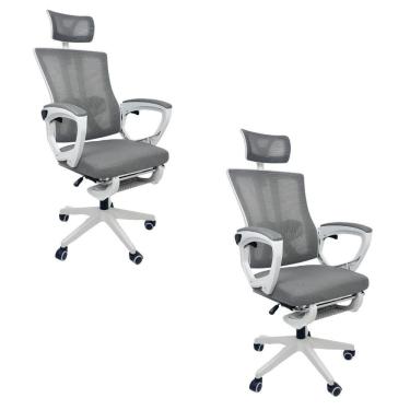 Imagem de Kit 2 Cadeiras de Escritório Presidente Executiva Oficial Paris Cinza