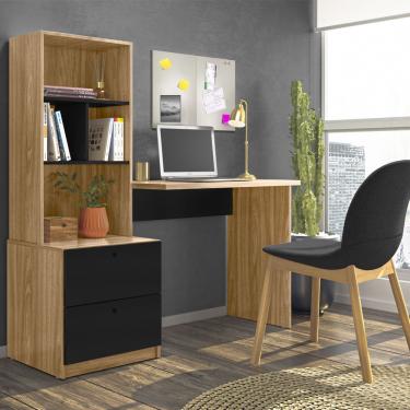 Imagem de Escrivaninha com Estante Pérola Nature Preto Fosco Mobili