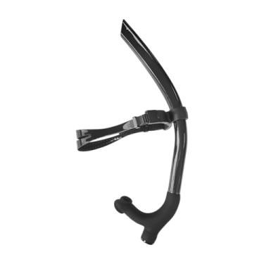 Imagem de Deevoka Bocal de silicone de snorkel de natação mergulho confortável para usar nadadores adultos válvula de purga de maneira única Centro frontal montado, Preto