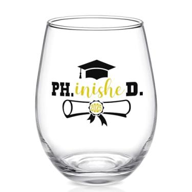Imagem de Futtumy Presentes de formatura para ela, taça de vinho sem haste Ph. Inishe D 2025, presente de formatura 2025, presentes de pós-graduação, mestres do ensino médio universitário, presente de