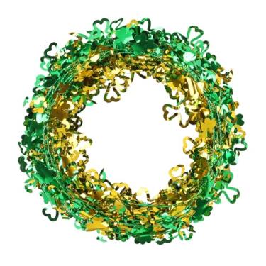 Imagem de LOAVER Guirlanda De Arame Trevo 75 Pés Para O Dia São Patrício, Enfeites Natal, 3 Rolos Metálica Vazada, Festiva Irlandesa Decoração Parede Festa Do Patrício (Verde E Dourado)