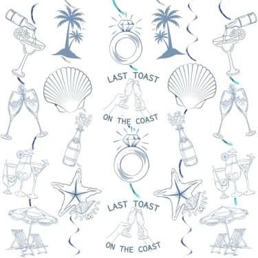 Imagem de Urlax Último Brinde Na Decoração Da Festa Costeira, Despedida De Solteira Com Redemoinho Azul, Suprimentos Para Náutica Taça Vinho, Anel Diamante, Conchas, Estrela Do Mar Chá Panela