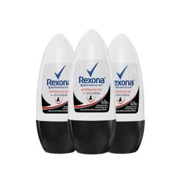 Imagem de Kit Desodorante Roll On Rexona Feminino Antibacterial Invisible 50ml -