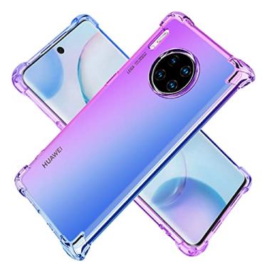 Imagem de KOARWVC Capa para Huawei Nova 8i, Honor 50 Lite NEN-L22, capa transparente gradiente fina antiarranhões TPU à prova de choque capa protetora para celular para Huawei Nova 8i (roxo/azul)