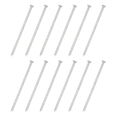 Imagem de uxcell 12 peças de pregos de cerca, aço inoxidável 304 de aço inoxidável 304 pinos de haste em espiral para reparo de piso de casa, madeira, prata