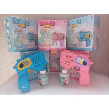 Imagem de Brinquedo Bolhas De Sabão Automática Pistola De Sabão Lança Bolhas Com Luz Leve E Portátil (Azul)
