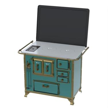 Imagem de Fogao a Lenha N 2 Renaissance Chapa de Aluminio Turquesa Cald