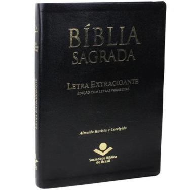 Imagem de Bíblia Sagrada Letra Extragigante com índice digital - Couro bonded Preto: Almeida Revista e Corrigida (ARC) com Letras