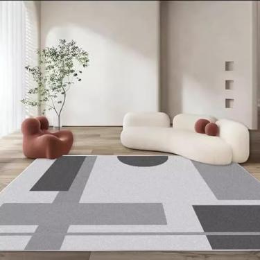 Imagem de Tapete para sala de estar, mesa de centro luxuosa, tapete preto e branco, moderno e minimalista, cobertor de cabeceira para quarto (100 x 200 cm (3,3 x 6,6 pés/X-SJR 20)