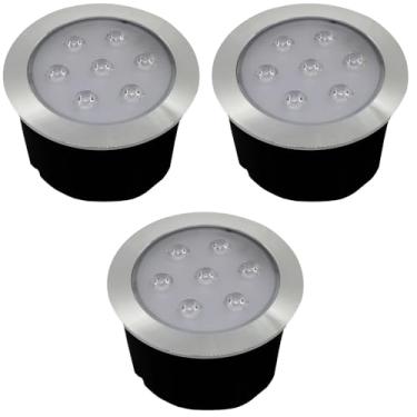 Imagem de Kit 3x Balizador Blindado Piso Solo Externo Led Embutir 7w 3000K Bivolt