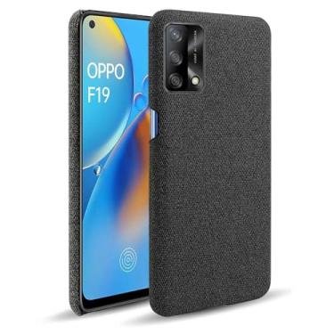 Imagem de Capa para OPPO A74 5G,Capa desenhada em lona,Case Protetora Ultrafina com Empunhadura Macia,Design em Tecido Antichoque e Antiarranhões-Black