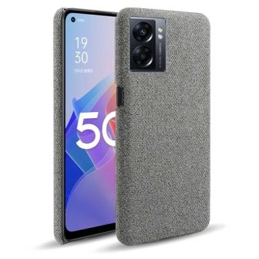 Imagem de Capa para OPPO A57 5G,Capa desenhada em lona,Case Protetora Ultrafina com Empunhadura Macia,Design em Tecido Antichoque e Antiarranhões-Gray