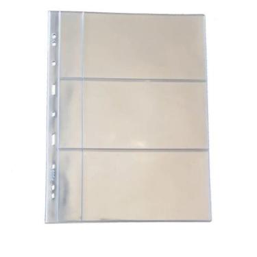 Imagem de 10 Folhas Plastico Acetato Para 3 Cédulas C/Porta Etiqueta 32x24cm - 3