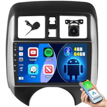 Imagem de [4 + 64 G] Estéreo automotivo Inefala Android para Nissan Versa Note 2014-2018 com Carplay sem fio Android Auto, rádio HD com tela sensível ao toque de 9 polegadas com WiFi GPS Bluetooth5.0 FM/RDS