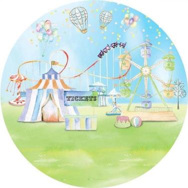 Imagem de Painel Redondo 3D Sublimado Circo Azul Aquarela Frd-2090